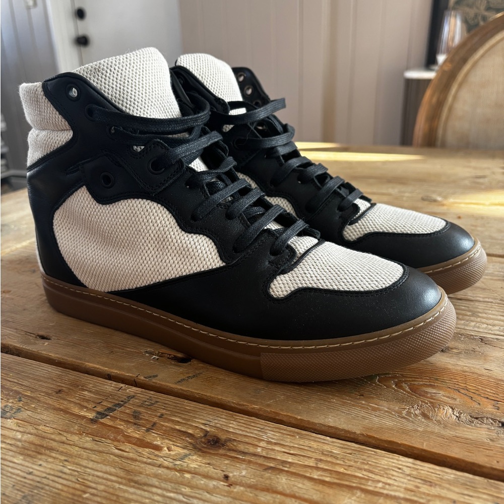 Balenciaga Black and White High-Top Sneakers
